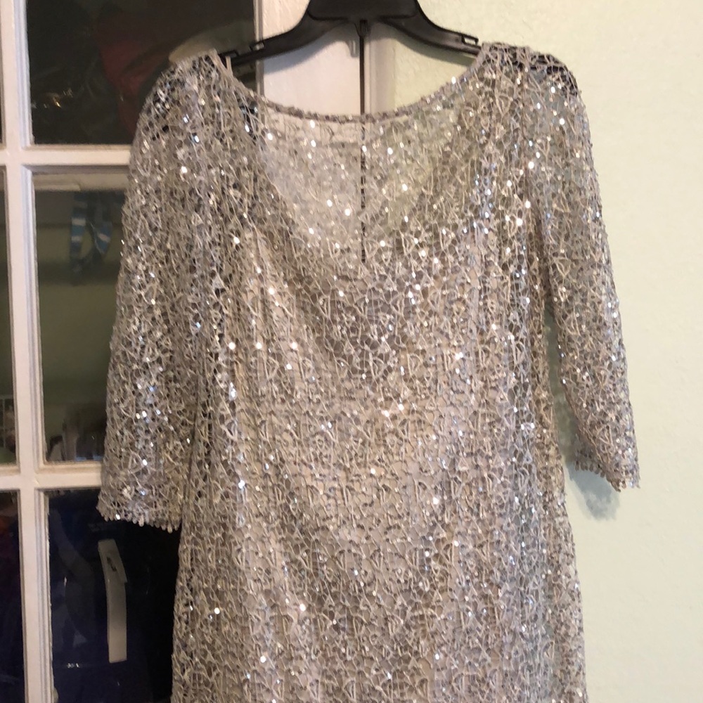 Silver sequined cocktail dress
